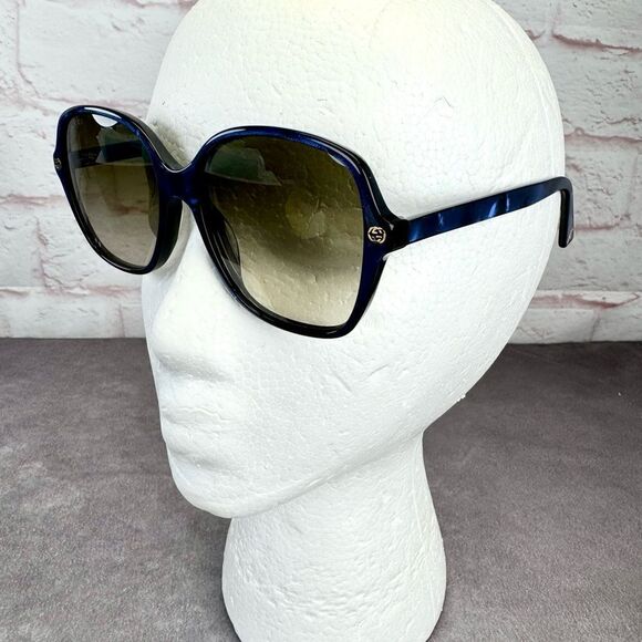 Gucci Sunglasses Blue Crystal/Non-Polarized Brown Gradient Lens GG0092S - Picture 3 of 15